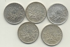 5 FRANCS 1960 LOT DE 5 PIECES