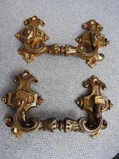 2 anciennes poignées de piano tiroir de bureau coffre meuble porte en bronze