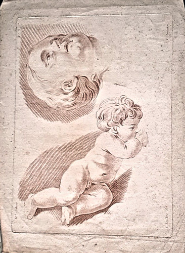 Gravure xviiième putti - xviiième,