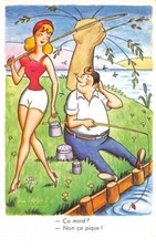 peche. n°105417 .illustrateur .harot .cpsm .ca mord ? non ca pique !.n°1913