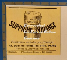 FOSSE AUTOSEPTIC CIMENFER FOSSE SEPTIQUE EAUX USEES 1930 publicité advert 