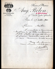 PARIS (II°) FLEURS PLUMES / PARURES BAL MARIAGE "BELON / GUILLOT" Lettre en 1900