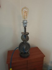 lampe de table chevet  steampunk indust  engrenage acier  fait main 