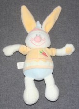 doudou  lapin  jaune bleu rose
