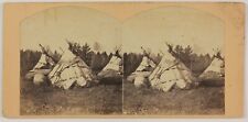 Tentes indiennes Campement indien Photo Stereo Vintage Albumine c1865
