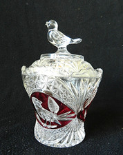Cristal HOFBAUER Collection RED BIRD * Charmant Pot Couvert Ancien 1970