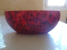 Coupe en pâte de verre marmoréen coloré rouge brun Art Déco