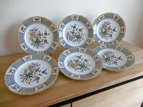 Six assiettes plates faience - six,