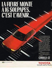 PUBLICITE ADVERTISING 035  1986   TOYOTA  COROLLA GT 16 soupapes