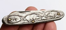 Couteau de poche ancien décor cochon lucky 13 antique pocket knife piggy pig