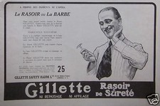 PUBLICITÉ 1912 GILLETTE RASOIR DE SÛRETÉ - GILLETTE SAFETY RAZOR