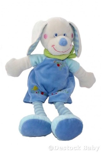 Doudou lapin chien bleu mots - lapin,