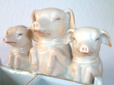 ANCIEN PORTE CURE DENTS OU SALIÈRE 3 PETITS COCHONS EN PORCELAINE