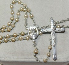 Vtg Faux Blanc Perle Métal