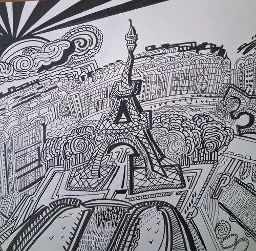Dessin original paris tour - original,