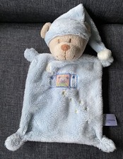 2103🌟Doudou plat ours Ourson Teddy bleu étoile Bonnet Blanc Simba Toys NICOTOY