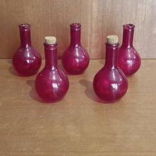 Minis Dame Jeanne Couleur Rouge, Bouteille En Verre Rouge, RARE, Vintage 