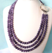 Collier en Jade violet de Turquie- 3 rangs de 6mm- 415. Carats