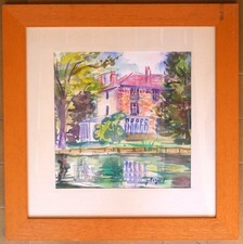 tableau aquarelle de Gérard Fagard (1938-2021): bastide provençale