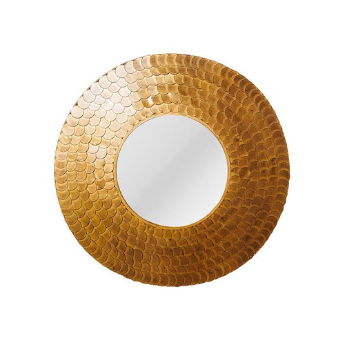Miroir rond écailles doré