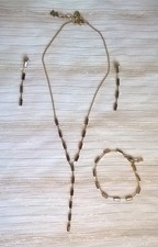 Parure vintage sautoir AGATHA Bronze, pendants et bracelet