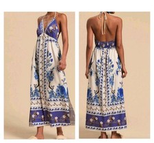 Robe Longue Dos Nu Femme En Polyester Blanc A Fleurs Taille S/ M , 36/38 ?