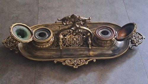 Encrier bronze doré - encrier,