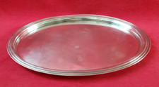 Argent , PLATEAU OVALE poinçonné métal ARGENTÉ 45 cm  X 34,5 cm
