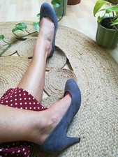 Escarpins 38 à talons 7cm 7,5cm chaussures femme velours gris