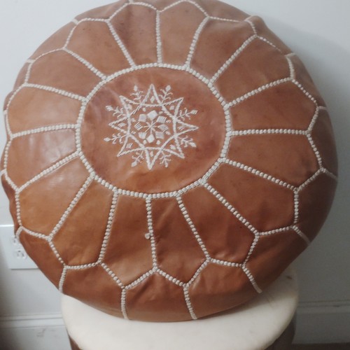 Handmade round brown - brown, leather