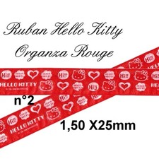 1.5 mètres ruban organza Hello Kitty 25mm