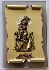 sculpture / Icône sacrée de ND de POMPEI en laiton sur verre- protection maisons