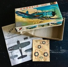REVELL 1/72 - CORSAIR F4U-1D - UK 1963 - BOITE VIDE, NOTICE, DECALS - BON ETAT