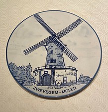 Assiette murale décorative DELFT faïence peinte à la main diam 20,7 cm Moulin