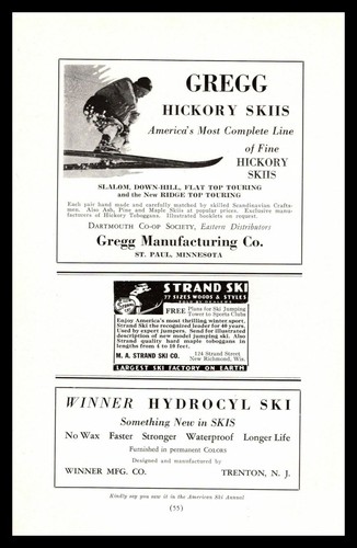 1936 gregg mfg hickory skis - hickory,