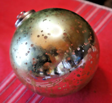 ancienne grosse boule de noel en verre eglomisé mercurisé 12cm