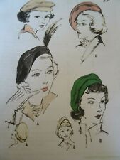 4941 PATRON VINTAGE BUTTERICK ANNEE 1950  BERET BASQUE A CASQUETTE A PLUME 58CM