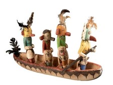 Canoë avec 4 Poupées style Hopi Kachina amérindienne 58 cm # of15