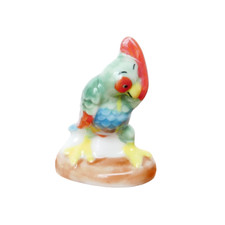 Feve Oiseau Perroquet Perruche Porcelaine Figurine Miniature