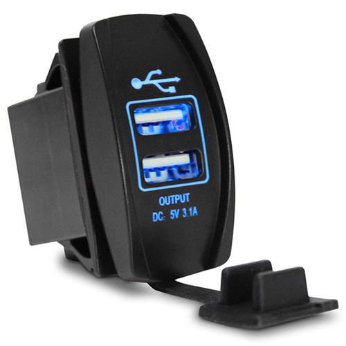 Car charger blue - led, dual