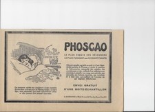 Publicité ancienne juin 1927 petit déjeuner chocolat Phoscao Pub 24 x 16
