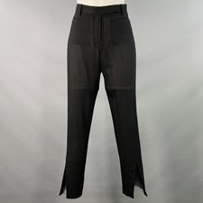ANN DEMEULEMEESTER Taille 8 Noir Plat Laine Avant Cheville Fente Robe Pantalon