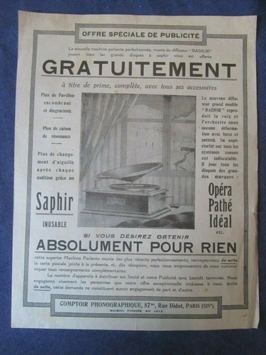 Ancienne brochure gramophone - ancienne,