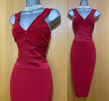 Karen Millen Rouge Entortillé Col V Taille Détail Fête Habillée Stretch Crayon 8
