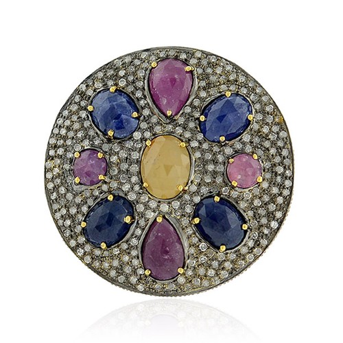 Bague halo diamant saphir bleu