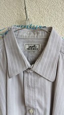Hermès Paris, Chemise grise  taille 42, manchette clou de selle, coton