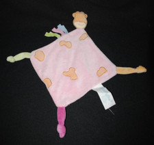 Doudou plat vache girafe KIMBALOO la halle rose taches rubans TTBE