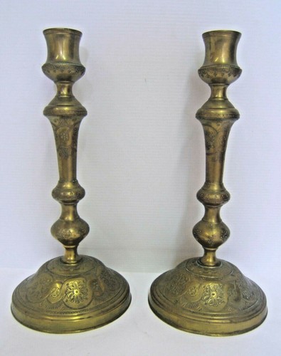 Paire bougeoir bronze argente - bougeoir,