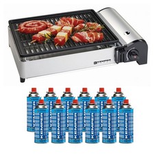 Barbecue portable à gaz de table 1.9 KW grille anti adhesive + 12 cartouches