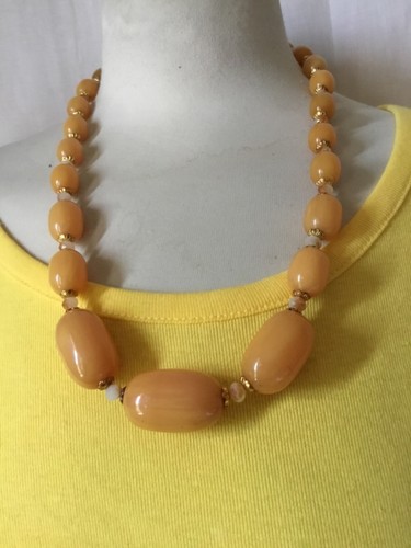 Collier bakelite beige oranger - collier,